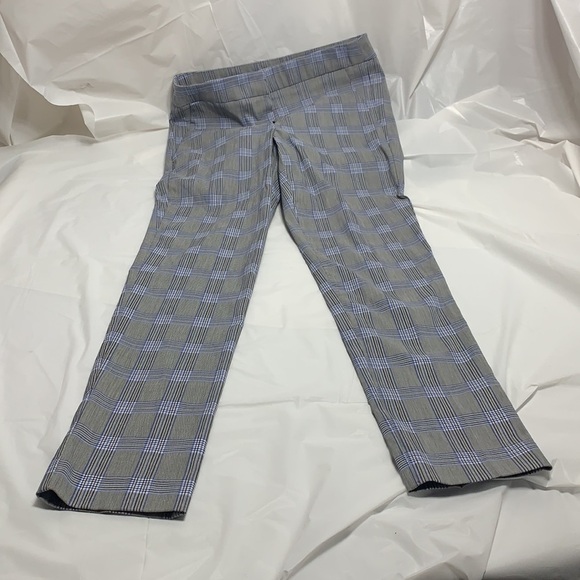 WOMEN’S Adrienne Vittadini Gray w/ blue & Black Plaid Pant Size 4 - Picture 1 of 8